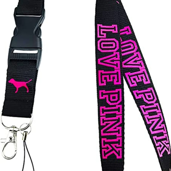PINK Victoria's Secret Black and Pink Lanyard - Picture 1 of 4